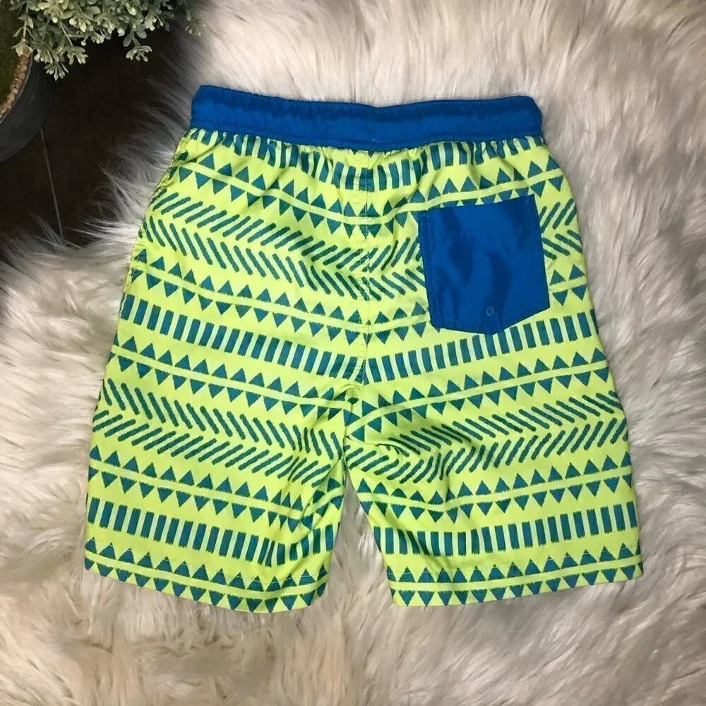 Lands’ End blue/neon green swim trunk size 8